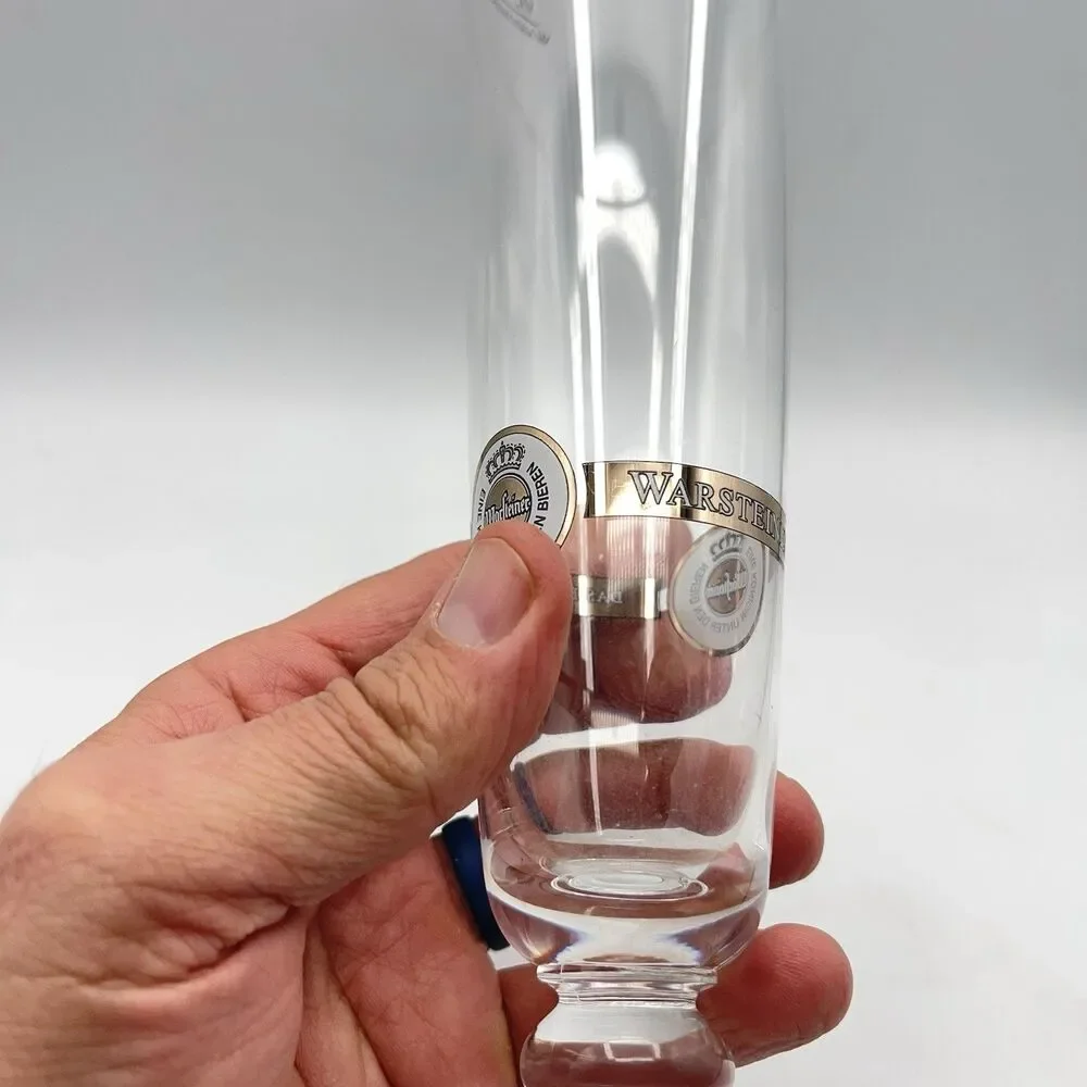 Vintage German Warsteiner .4L Beer Glass with Gold Rim